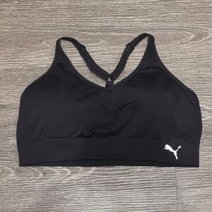 Puma Women's Black Sports Bra with White Logo